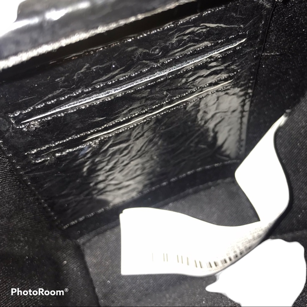 Zara Hexagon Black Faux Leather Bag Gold Handle - Picture 3 of 5